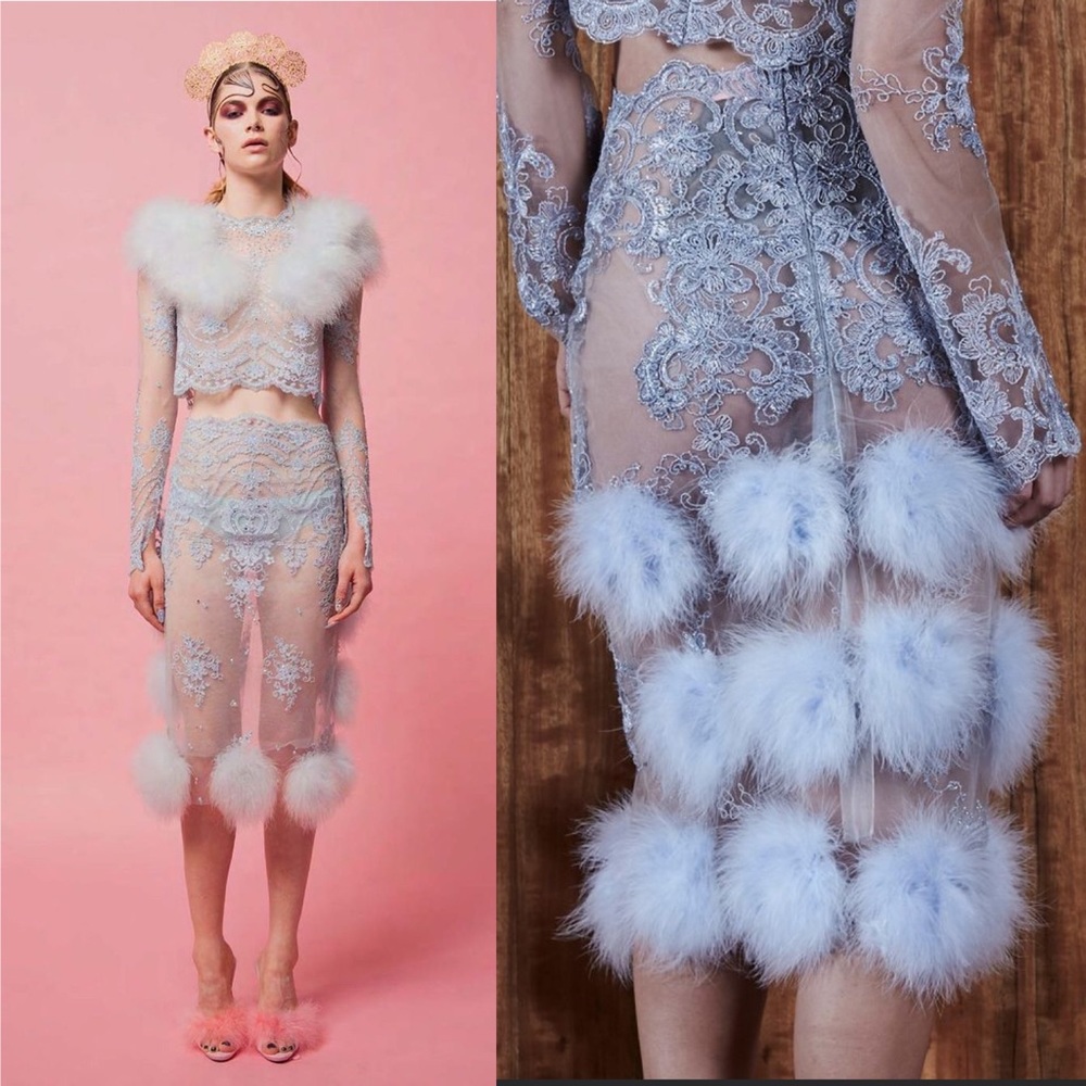 Dyspnea Blue Lace Double Gum Pom Pom Skirt